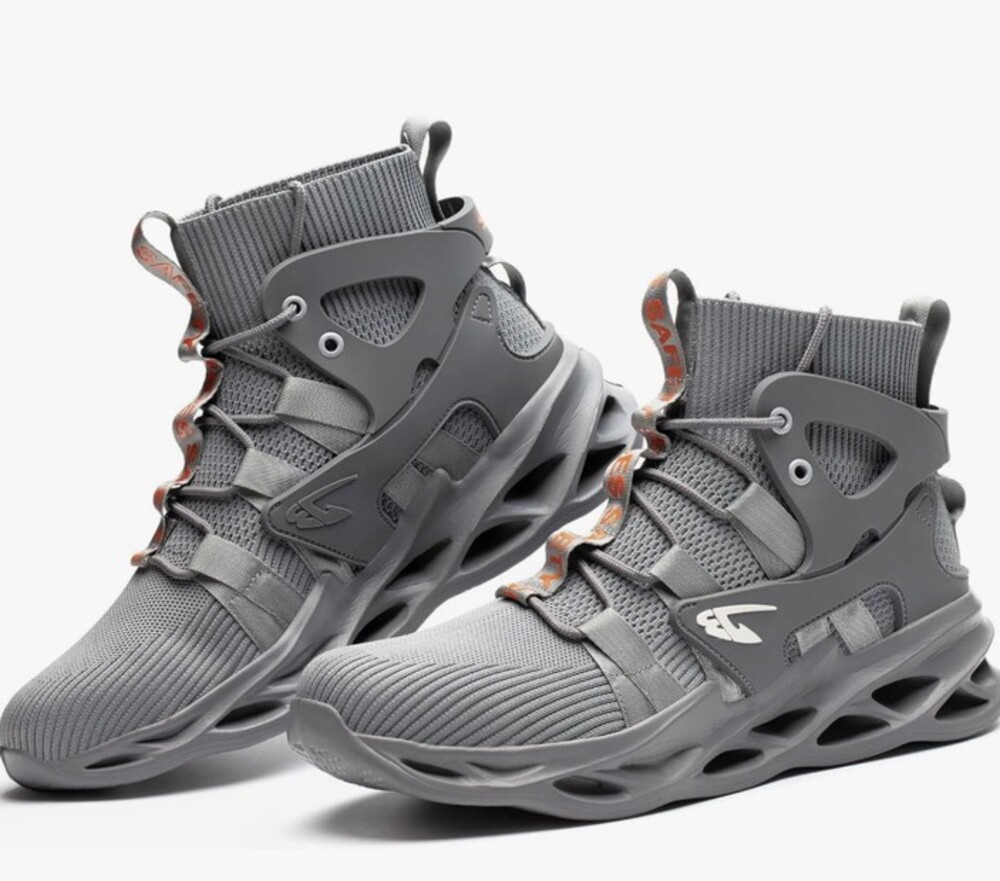 Men's Steel Toe Work Boots Size 12 Gray Lightweight Breathable Safety Shoes